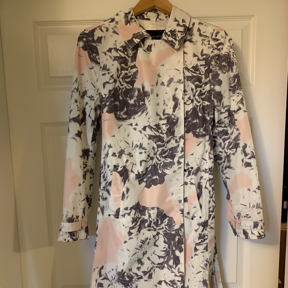 Pink Tartan Floral Trenchcoat, size Small, never worn, but without tags